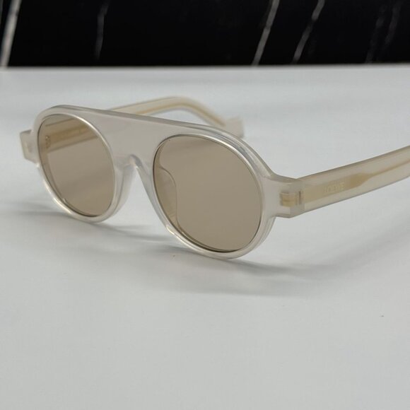 NEW LW40020F 21E LOEWE SUNGLASSES WHITE BROWN ROUND EYEWEAR LOEWE - Picture 6 of 11